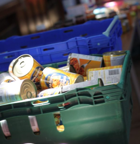 Tins at a food bank