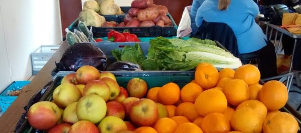 Vegetables ready to be distributed at a food bank