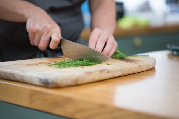 chopping dill herb