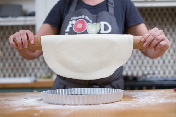 rolling out dough pastry