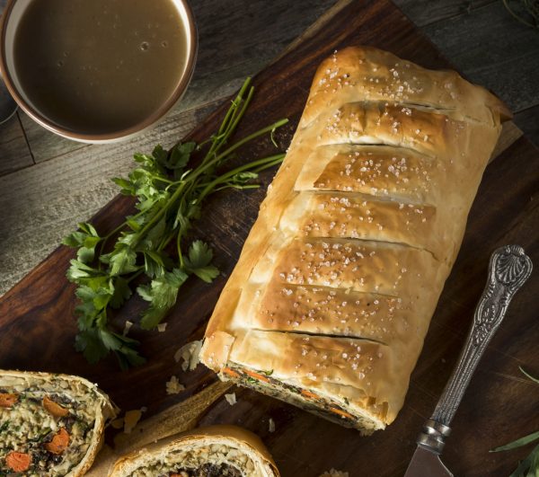Homemade Holiday Vegan Wellington with Carrots, Beans, Mushrooms