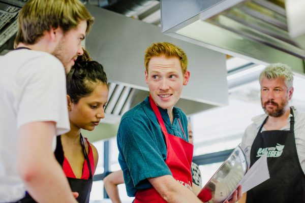 Andrew Smyth and baking class participants