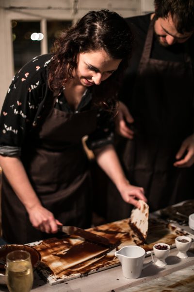 woman working with chocolate