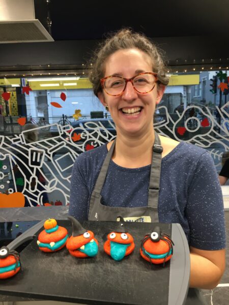 Charlotte with halloween whoopie pies