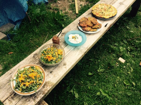 table full of food outdoors