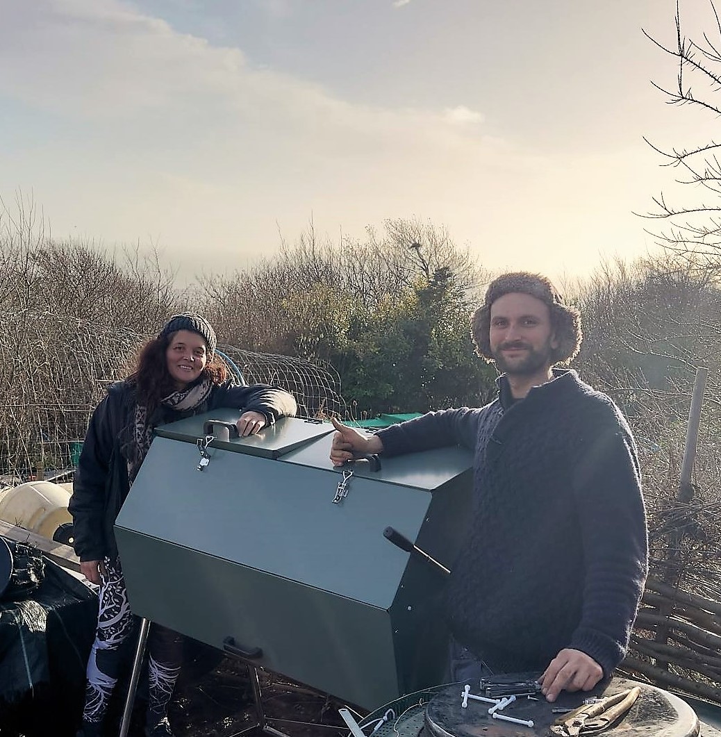 This Joraform compost tumbler was installed with the help of Old Tree Soil.