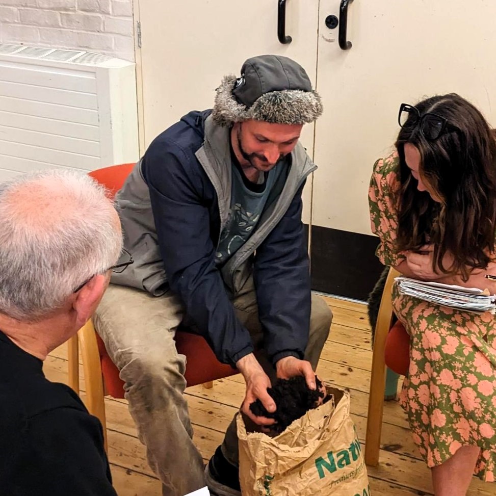 Tom from Old Tree Soil shares knowledge, passion and living soil with project partners.